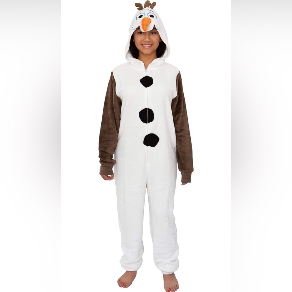 NWOT Disney Frozen Olaf Adult Cosplay Costume Plush Pajama One-Piece Union Suit